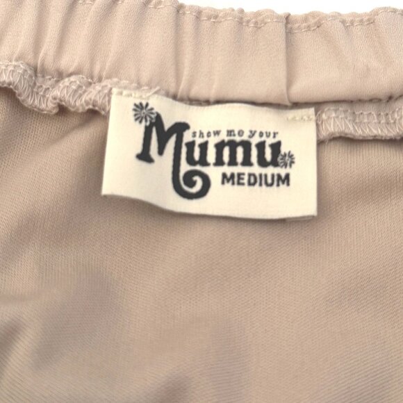 Show Me Your Mumu‎ Amanda Maxi Dress Womens M Taupe Beige Open Back Bridesmaid - Picture 11 of 13